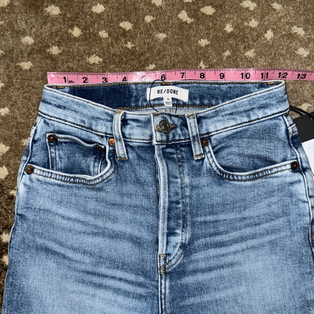 RE/DONE 90s High Rise Ankle Crop in Bright Faded Blue Sz 25 NWT - Picture 6 of 9